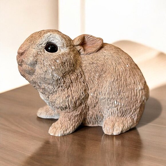Vintage Brown Bunny Rabbit Decor Resin Farmhouse Figurine Sculptures - Picture 1 of 12